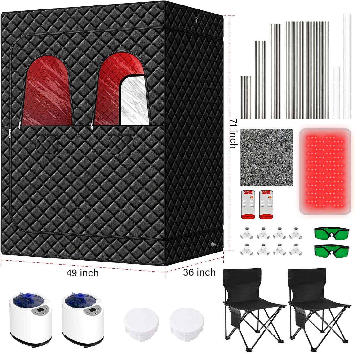 2 Person Portable Infrared Sauna for Home with Red Light Therapy & Dual Steamers 🔥 Home Spa Recovery