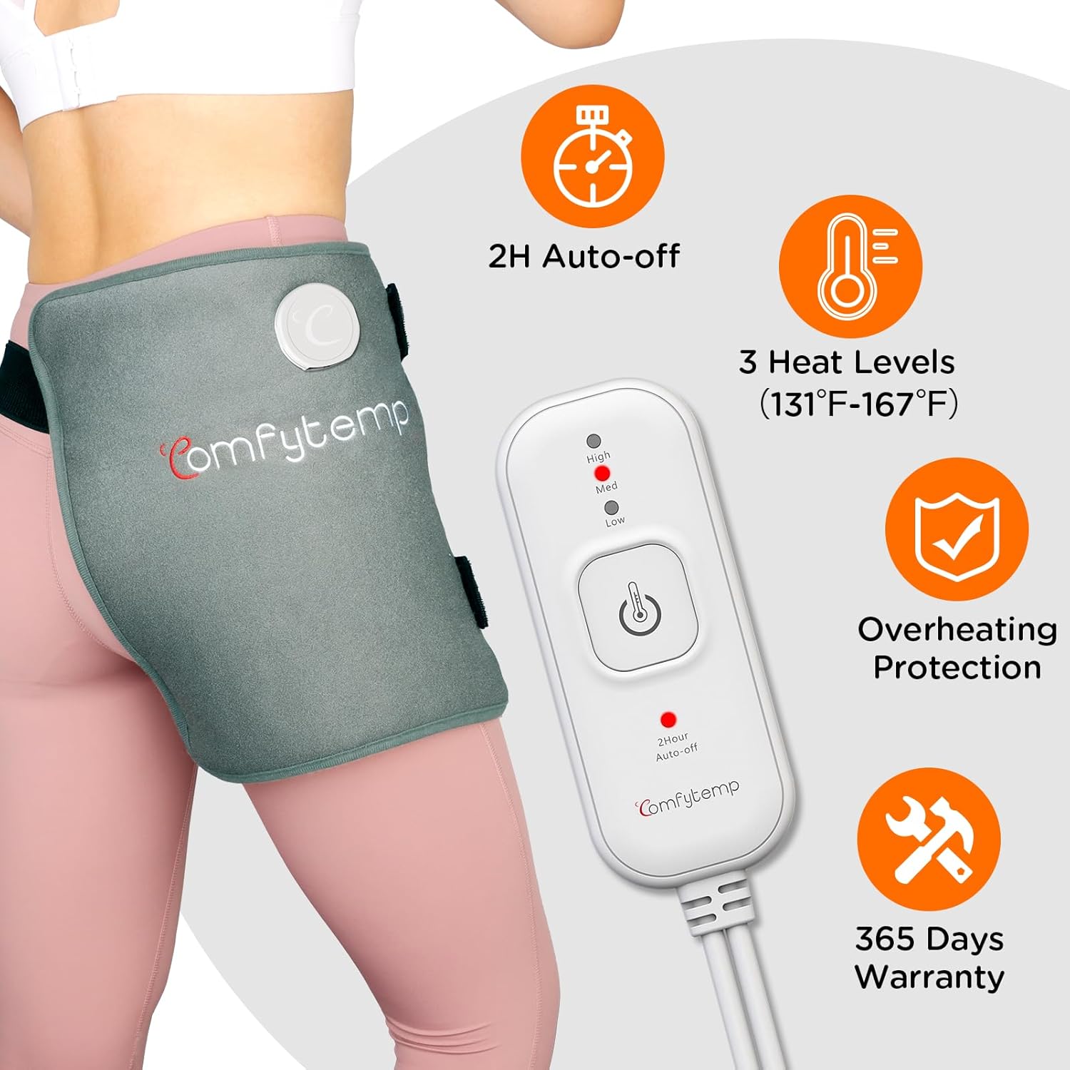 Comfytemp Hip Heating Pad – Sciatica, Hip & Lower Back Pain Relief Wrap - HSA/FSA Eligible 