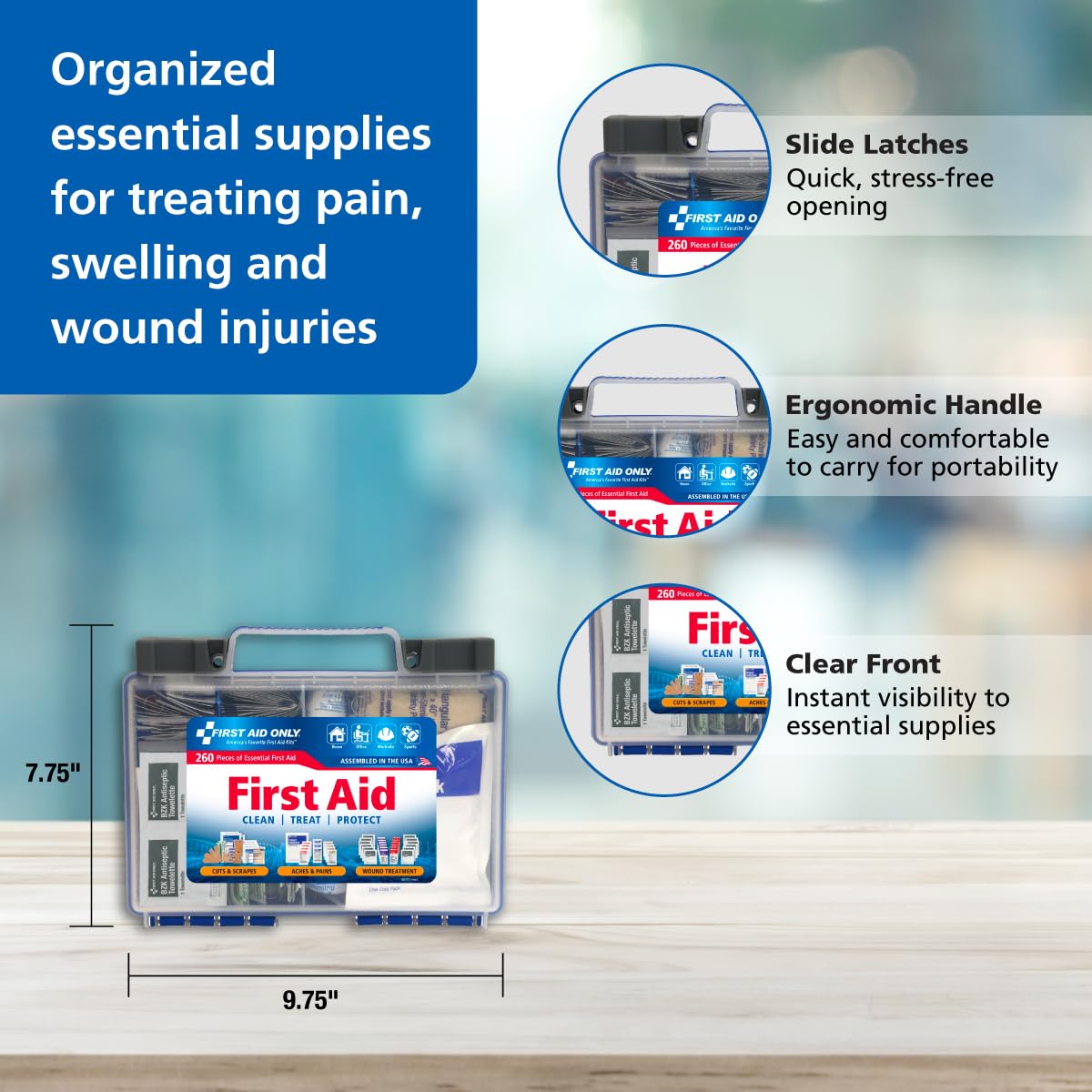 First Aid Only - OSHA-Compliant 50 Person First Aid Kit 🏢 260-Piece Emergency Set - HSA/FSA Eligible
