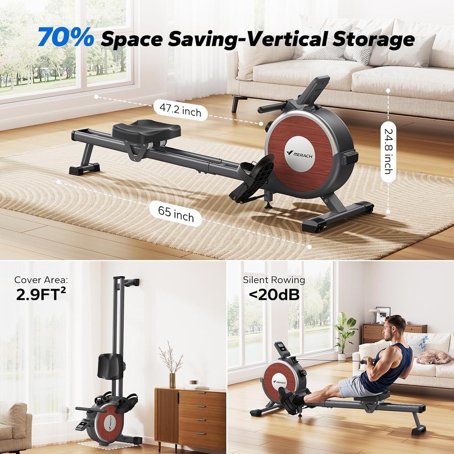 MERACH Rowing Machines for Home, Magnetic Rowing Machine with 16 Levels