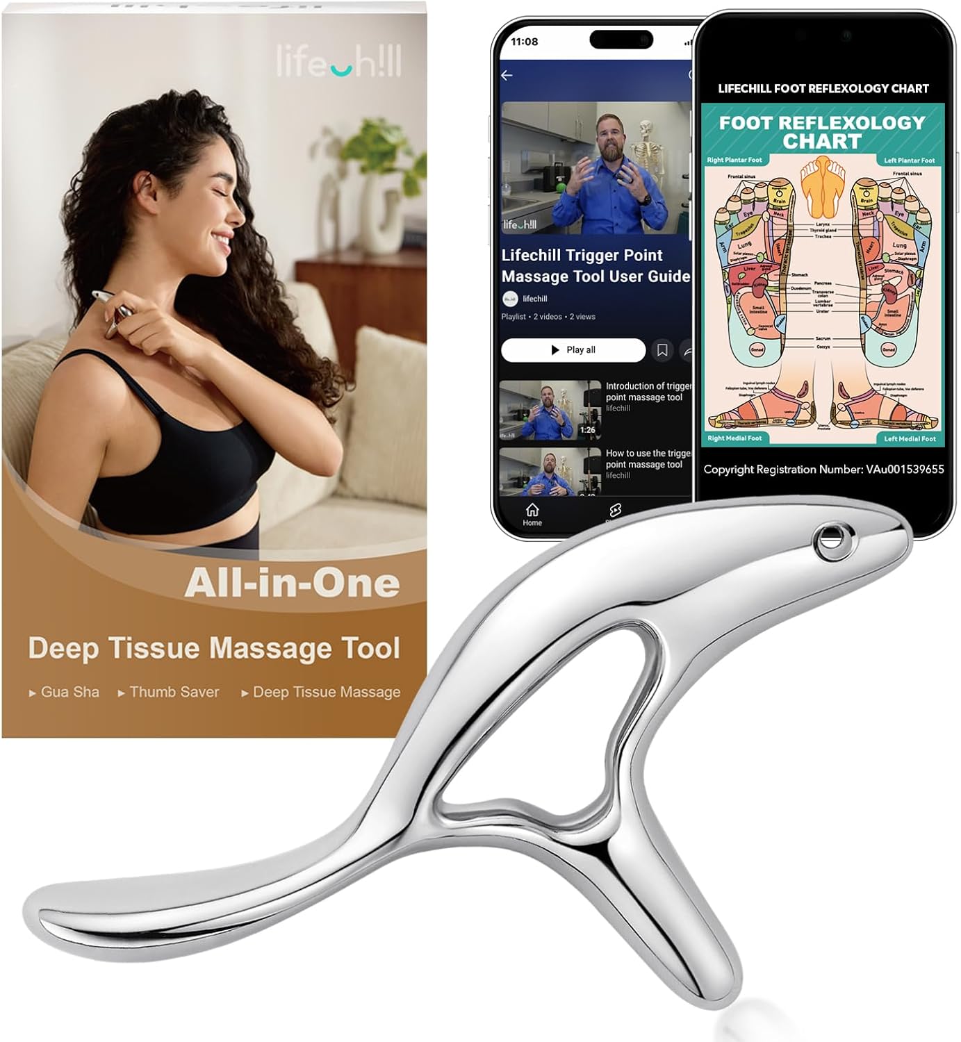Lifechill Deep Tissue Trigger Point Massage Tool for Muscle Recovery & Pain Relief 💪 - HSA/FSA Eligible 
