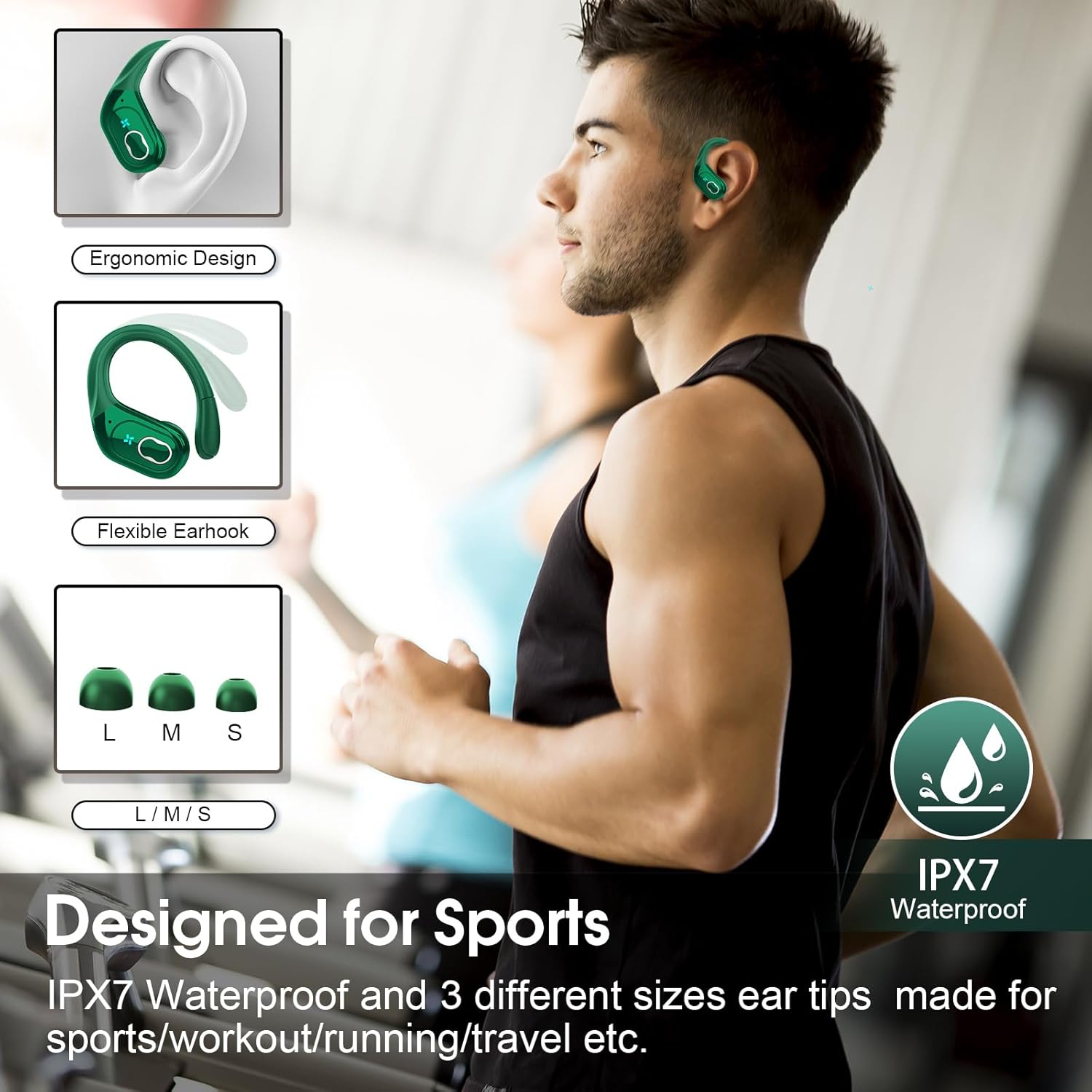  75Hr Bluetooth 5.4 Sport Earbuds 🎧 Waterproof Wireless Headphones for Gym & Running