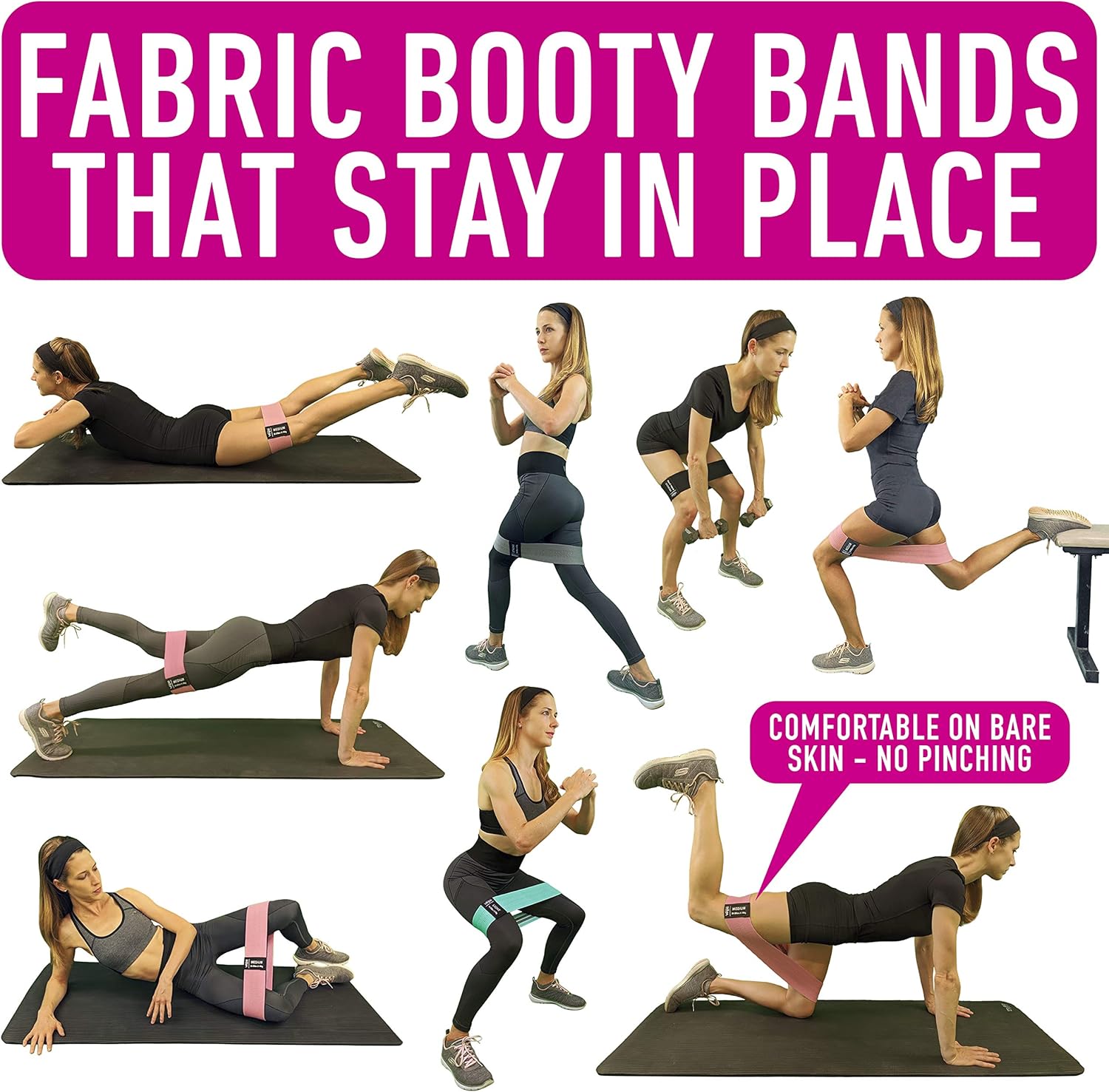 Non-Slip Fabric Resistance Bands Set – Booty & Leg Workout Bands for Home Gym 💪