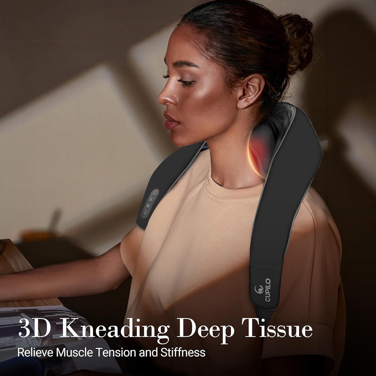 CuPiLo Shiatsu Neck & Shoulder Massager with Heat (HSA/FSA Eligible) Deep Tissue Relief
