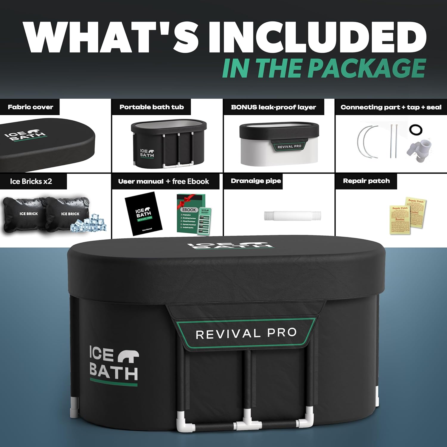 XL Cold Plunge Ice Bath Tub for Athletes ❄️ Portable Recovery Ice Bath with Cover