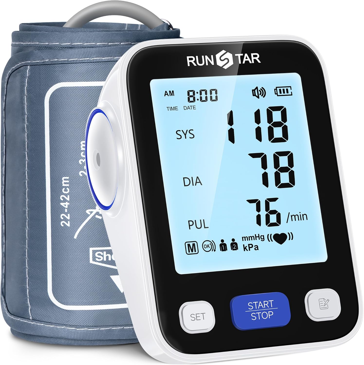 RunStar Upper Arm Blood Pressure Monitor with Wide Range Cuff (8.6'' -16.5'') - HSA/FSA Eligible