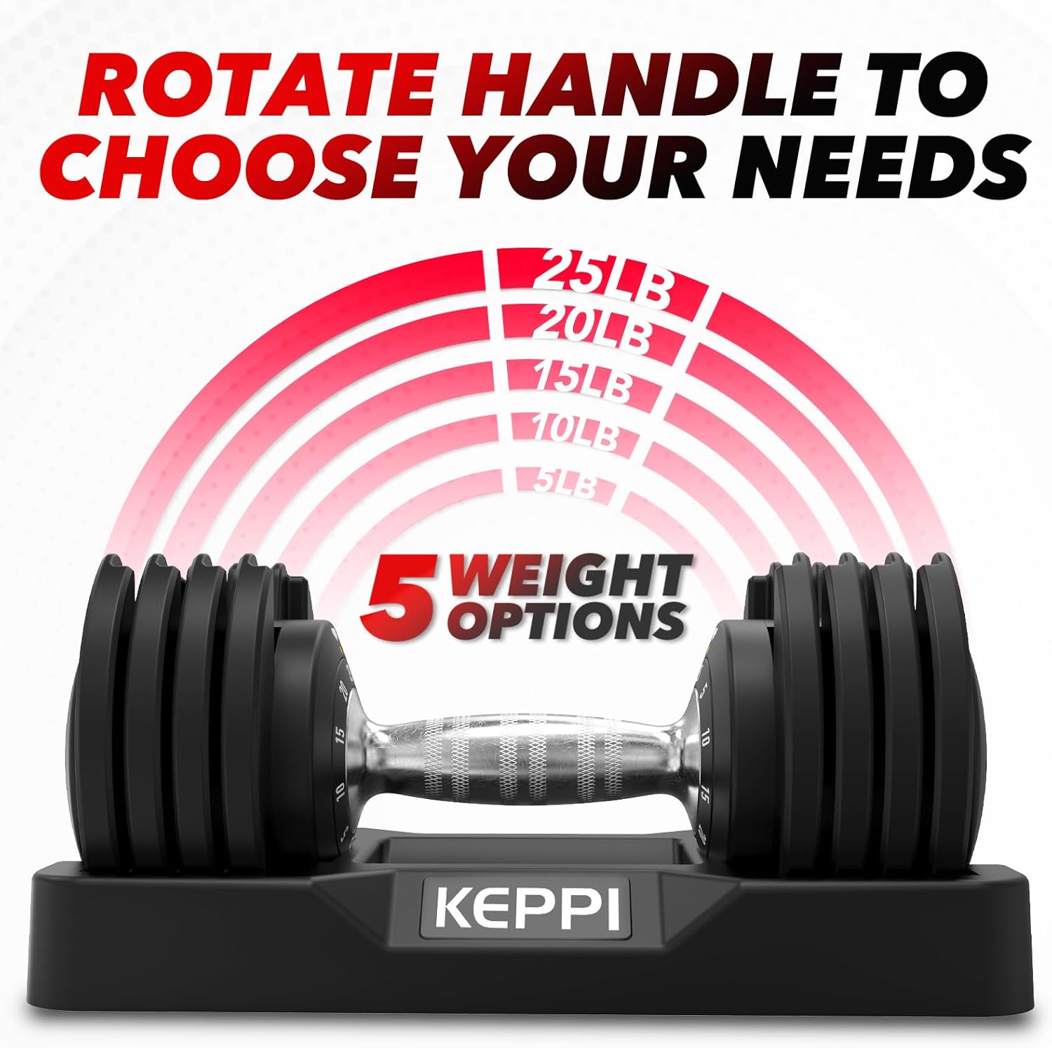 Adjustable Dumbbells Set (5–25 lb) – Space-Saving Home Gym Strength Training 💪