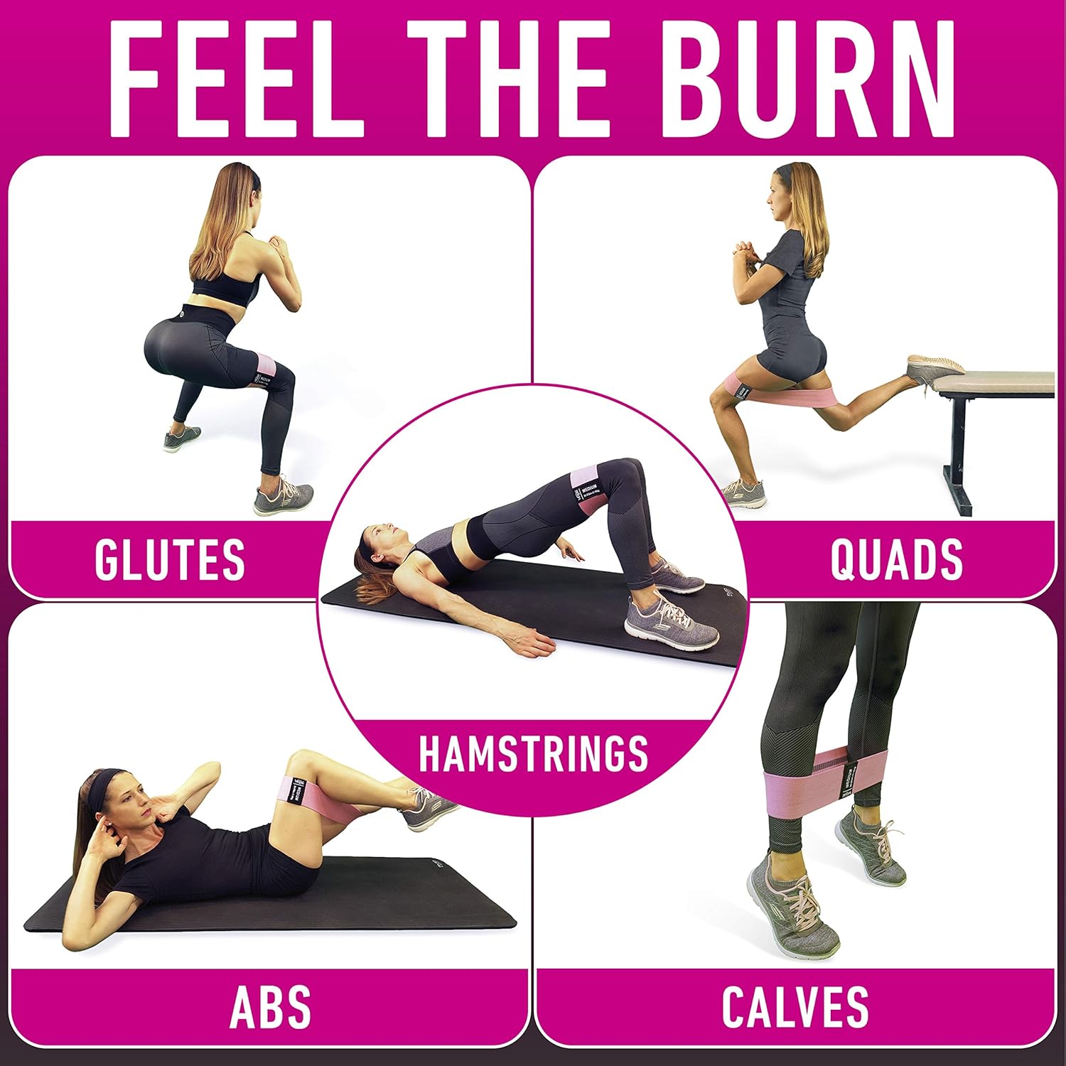 Non-Slip Fabric Resistance Bands Set – Booty & Leg Workout Bands for Home Gym 💪