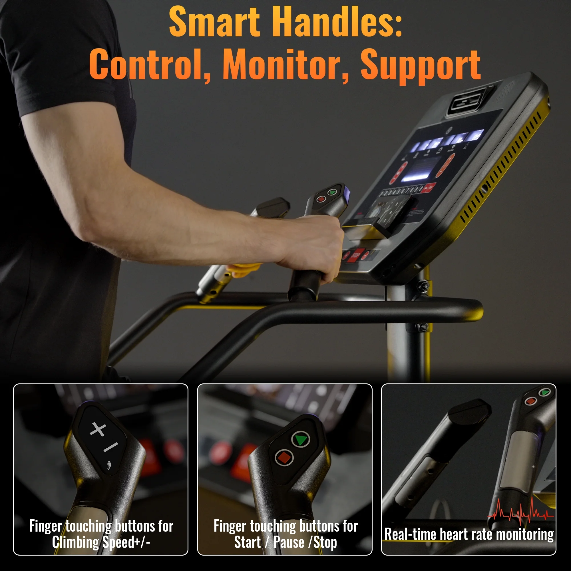 syedee Stair Machine with LED Screen, Stepmill Exercise Machine with 12 Workout Programs, 441 LBS Step Machine, 24-164 Steps/Minute(Black)