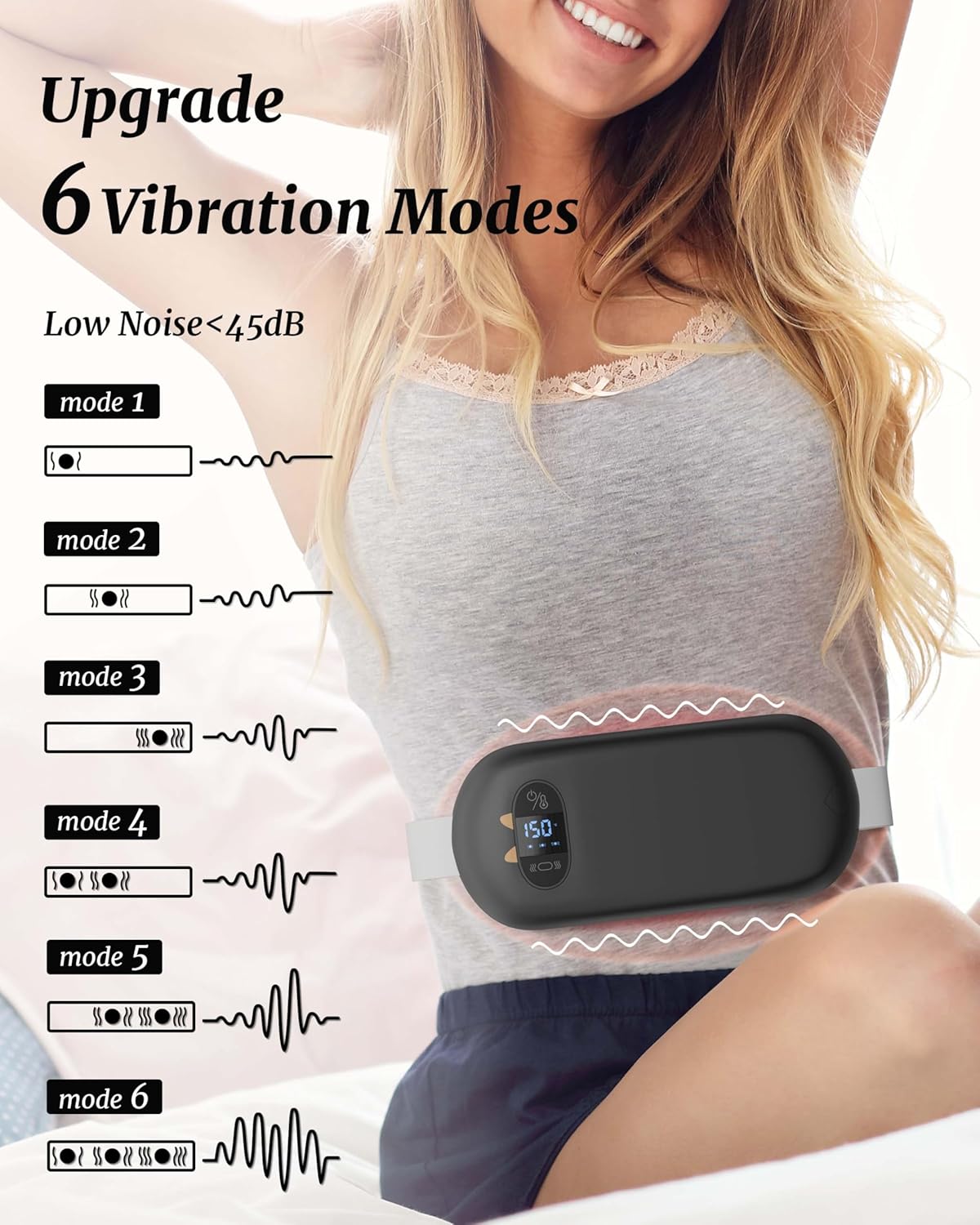 BouZaFoFa Cordless Heating Pad for Cramps 🔥 Portable Period & Back Pain Relief Massager -FSA/HSA Eligible 