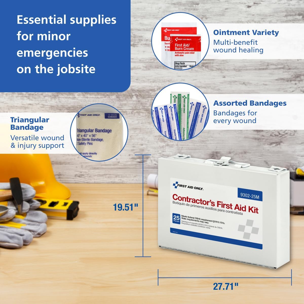 First Aid Only - 25-Person Contractor First Aid Kit 🏗️ Job Site Safety Essential - HSA/FSA Eligible 