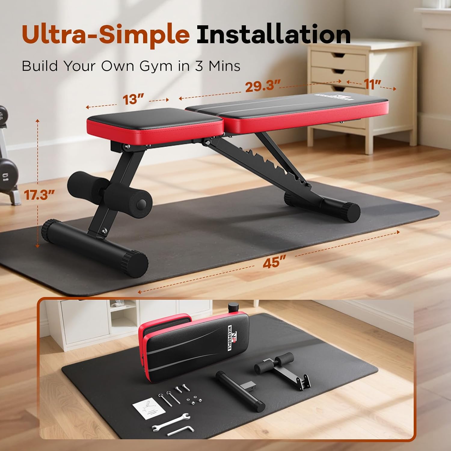 Adjustable Foldable Weight Bench for Home Gym – 660 lb Capacity 💪 Space-Saving Strength Training