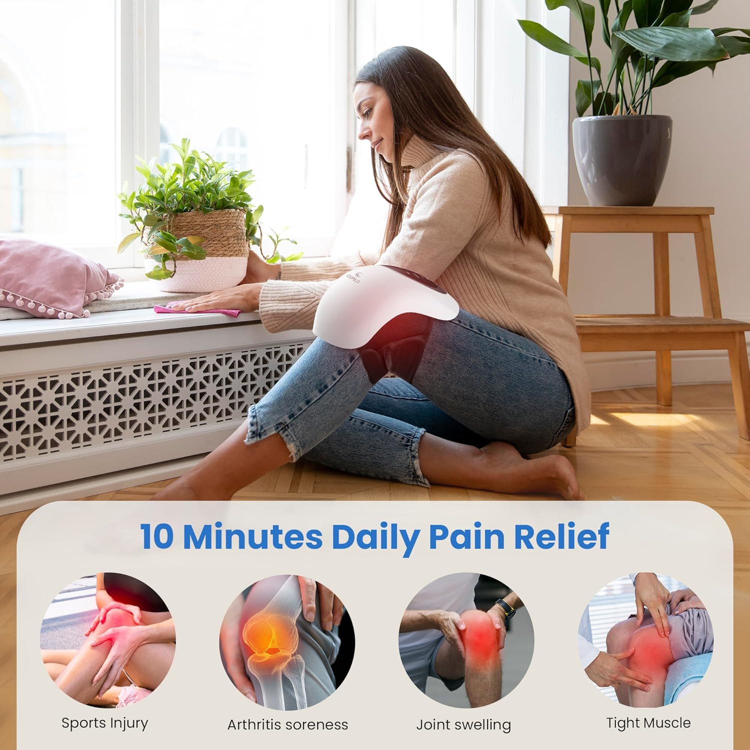 CuPiLo Heated Knee Massager with Vibration (HSA/FSA Eligible) Cordless Knee Pain Relief Wrap