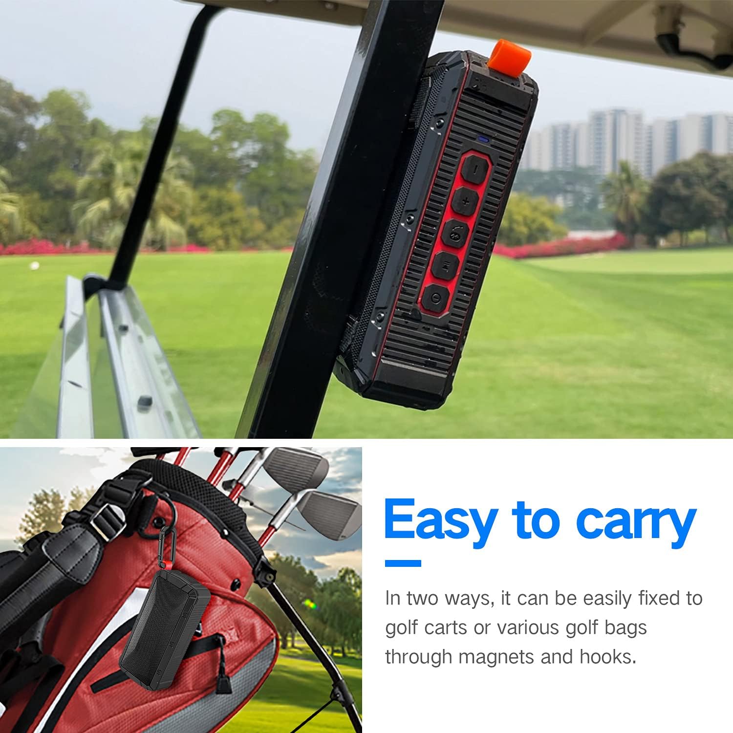 Magnetic Bluetooth Golf Cart Speaker ⛳ Waterproof IPX6, 24-Hr Battery & Strong Magnet Mount