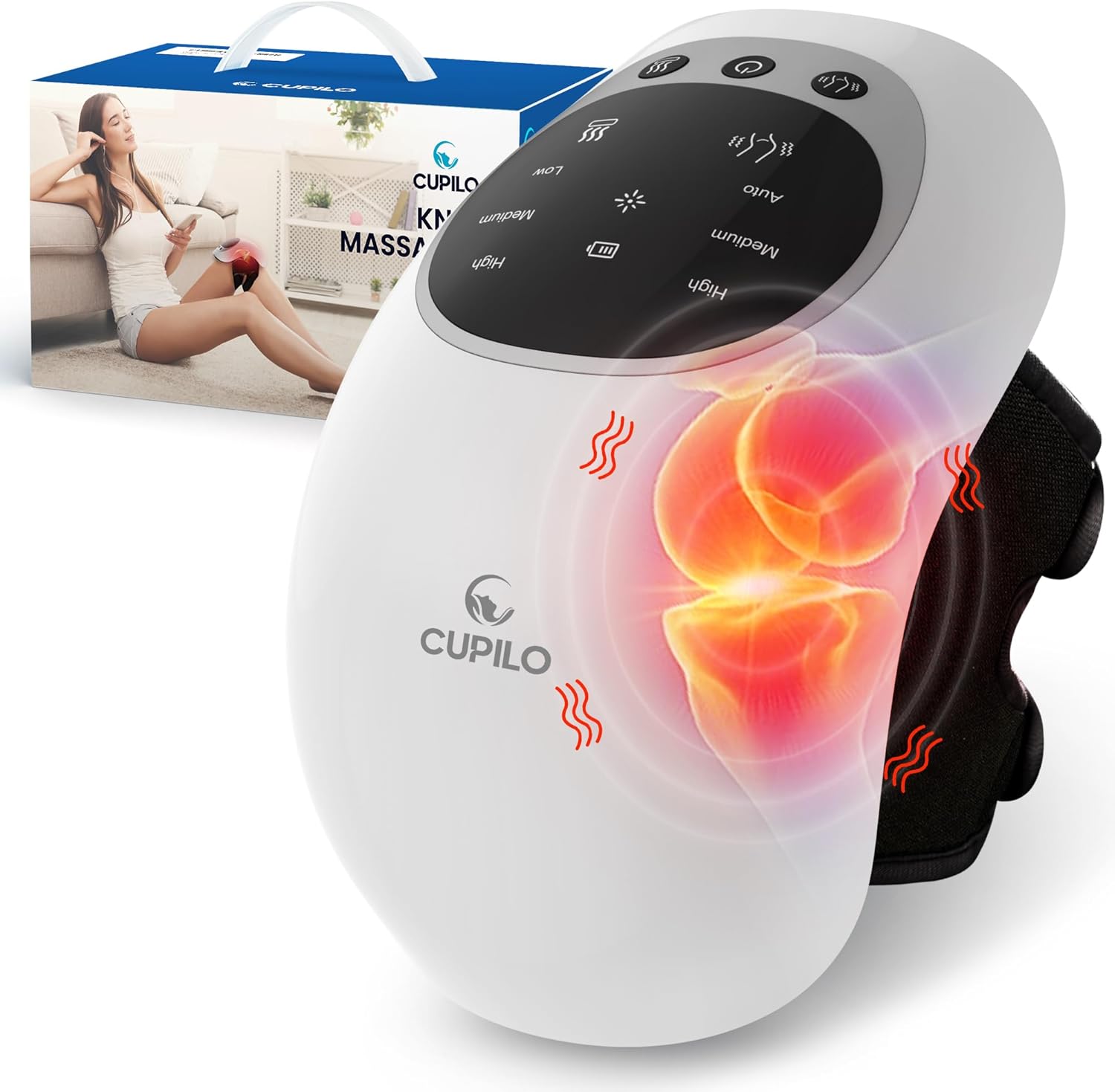 CuPiLo Heated Knee Massager with Vibration (HSA/FSA Eligible) Cordless Knee Pain Relief Wrap
