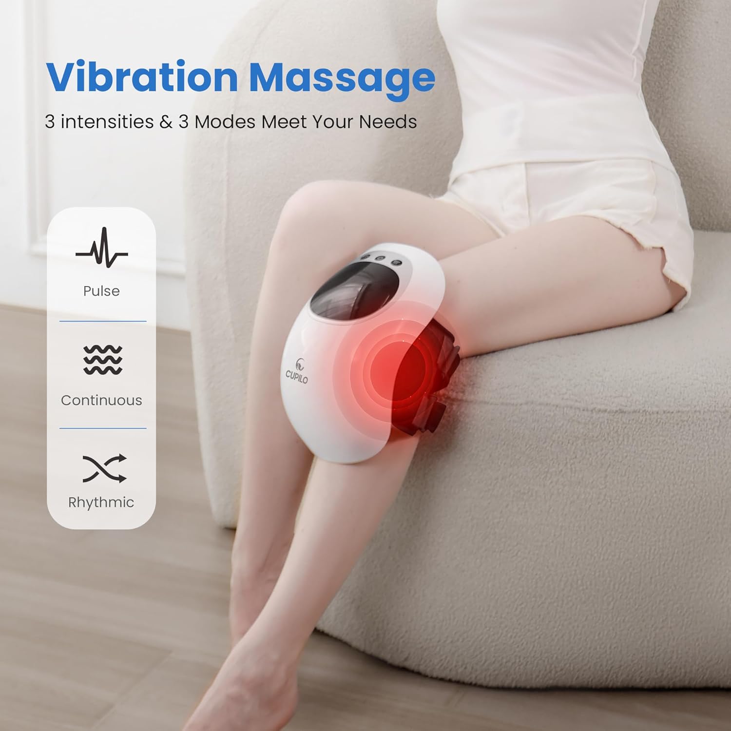 CuPiLo Heated Knee Massager with Vibration (HSA/FSA Eligible) Cordless Knee Pain Relief Wrap