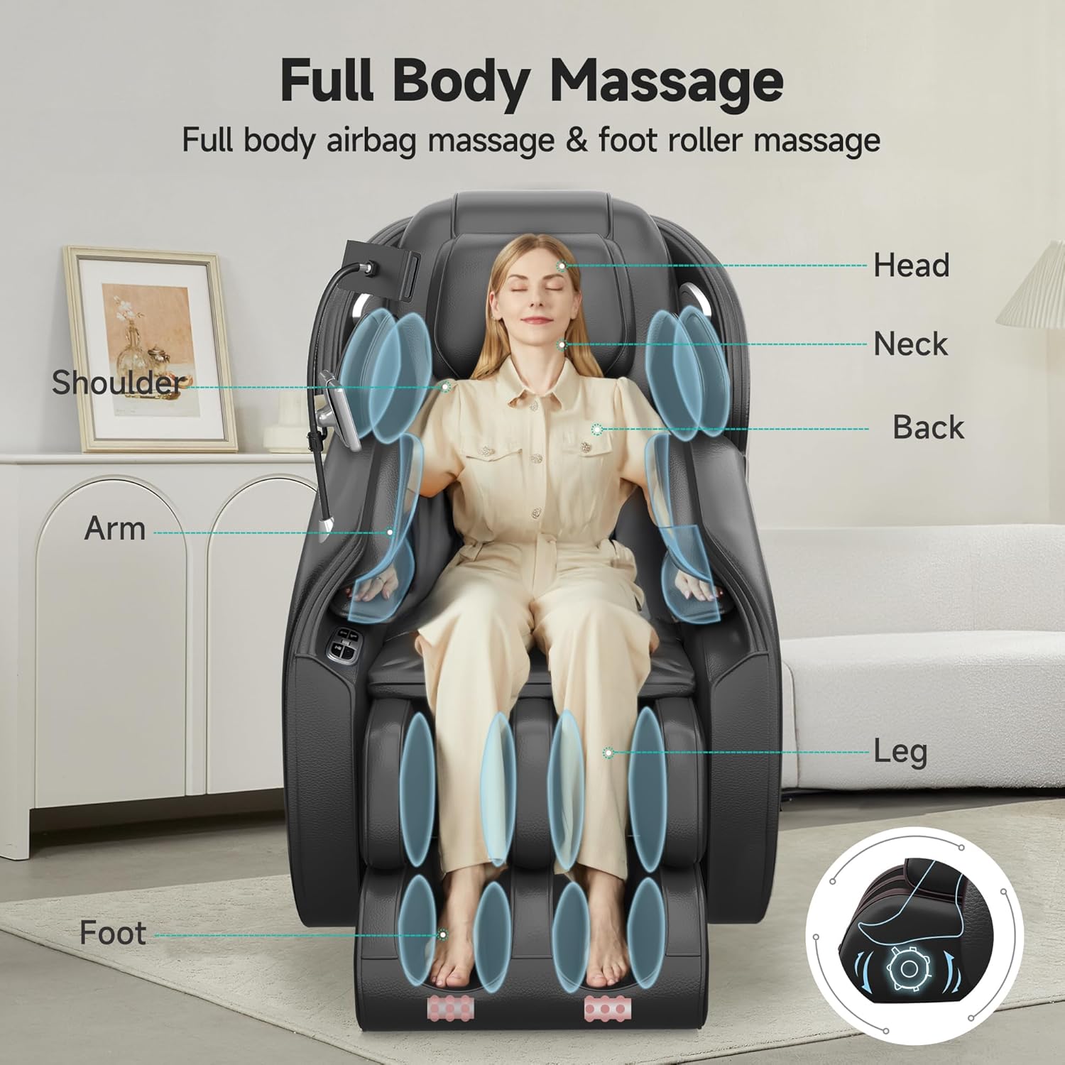 Real Relax 2026 Massage Chair Full Body,Zero Gravity SL-Track Shiatsu Massage Recliner with Upgraded Phone Controller and Holder,APP Control,Child Lock,Pause Button and Led Light,Favor-06,Black