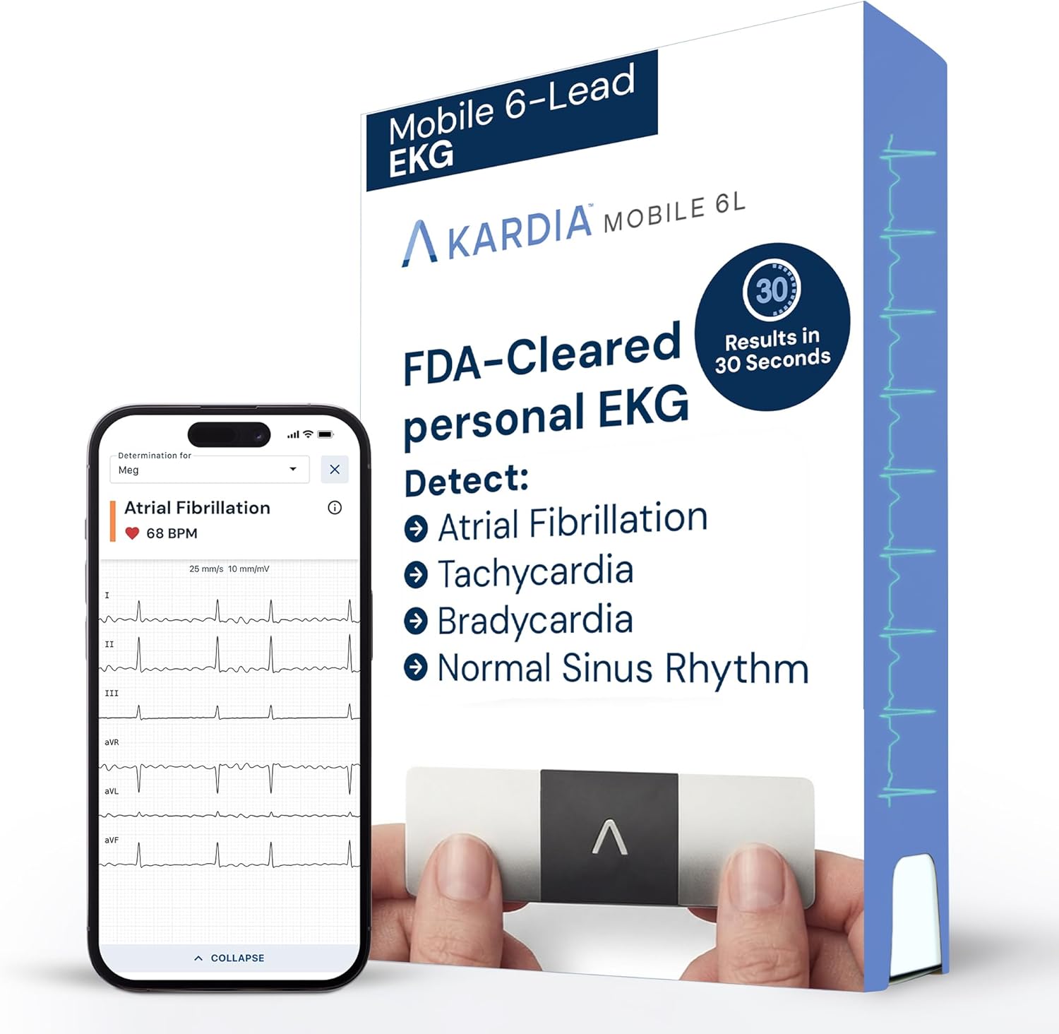 KardiaMobile 6L EKG Monitor, Medical-Grade, FDA-Cleared - HSA/FSA Eligible