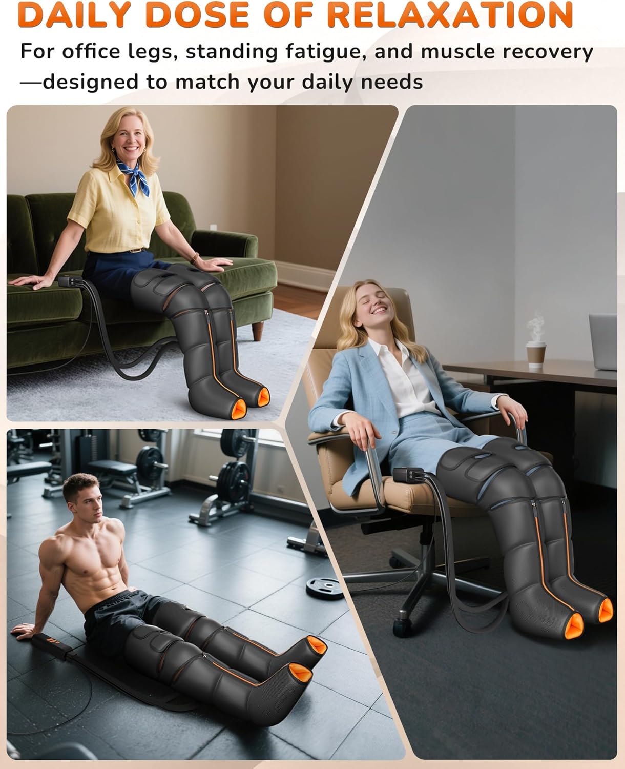 JZBRAIN Leg Massager with Heat and Compression - HSA/FSA Eligible