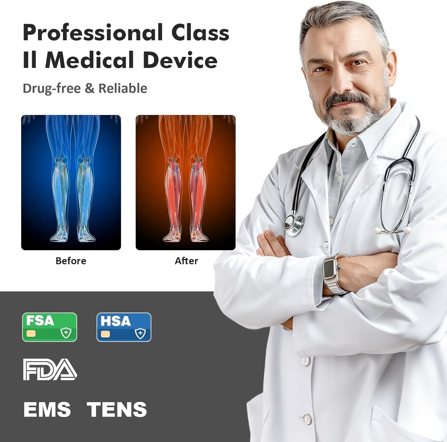 Auxoliev EMS Foot Massager Mat (HSA/FSA Eligible) Circulation & Muscle Relaxation Therapy