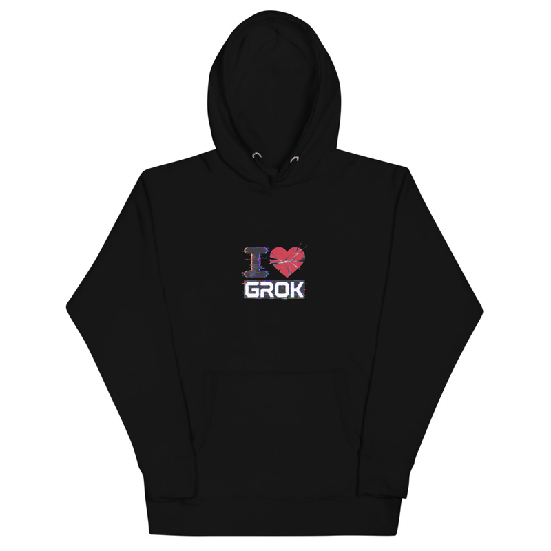 I Love Grok Glitch Art Unisex Hoodie