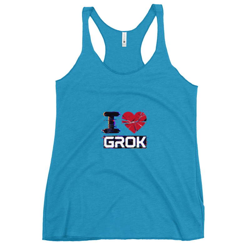 I Love Grok Glitch Art Women's Racerback Tank