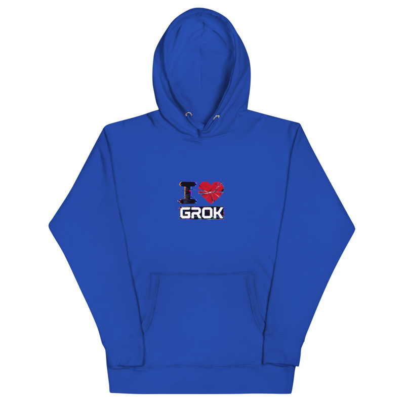 I Love Grok Glitch Art Unisex Hoodie