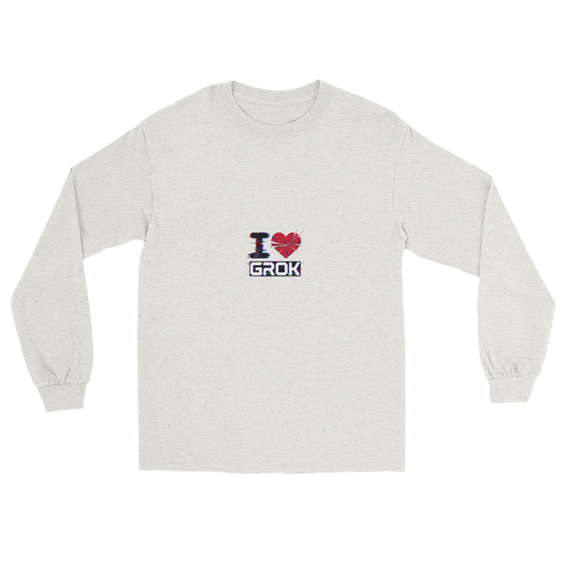 I Love Grok Glitch Art Men’s Long Sleeve Shirt