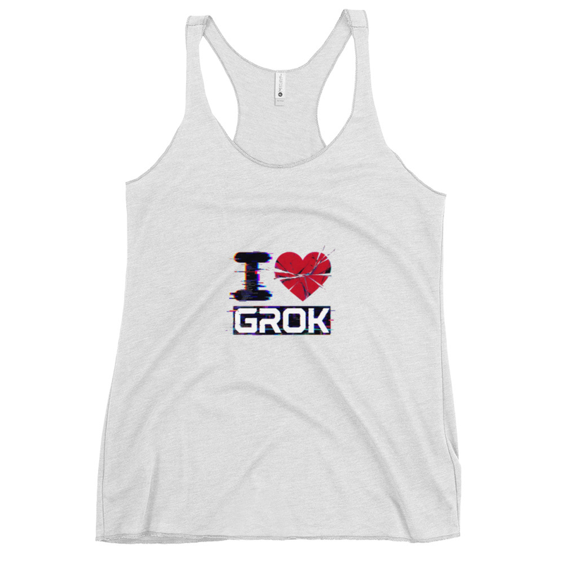 I Love Grok Glitch Art Women's Racerback Tank
