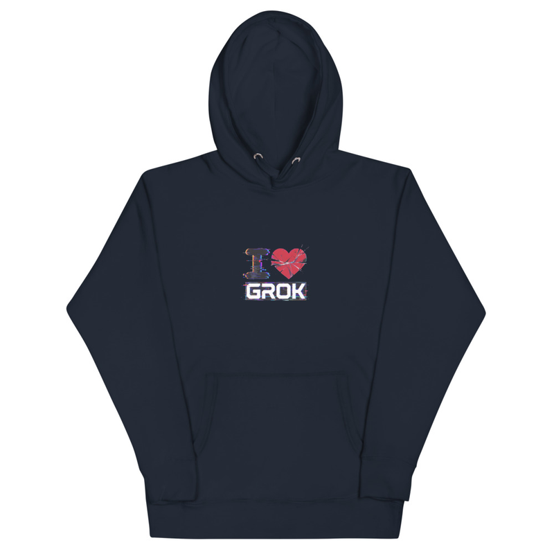 I Love Grok Glitch Art Unisex Hoodie