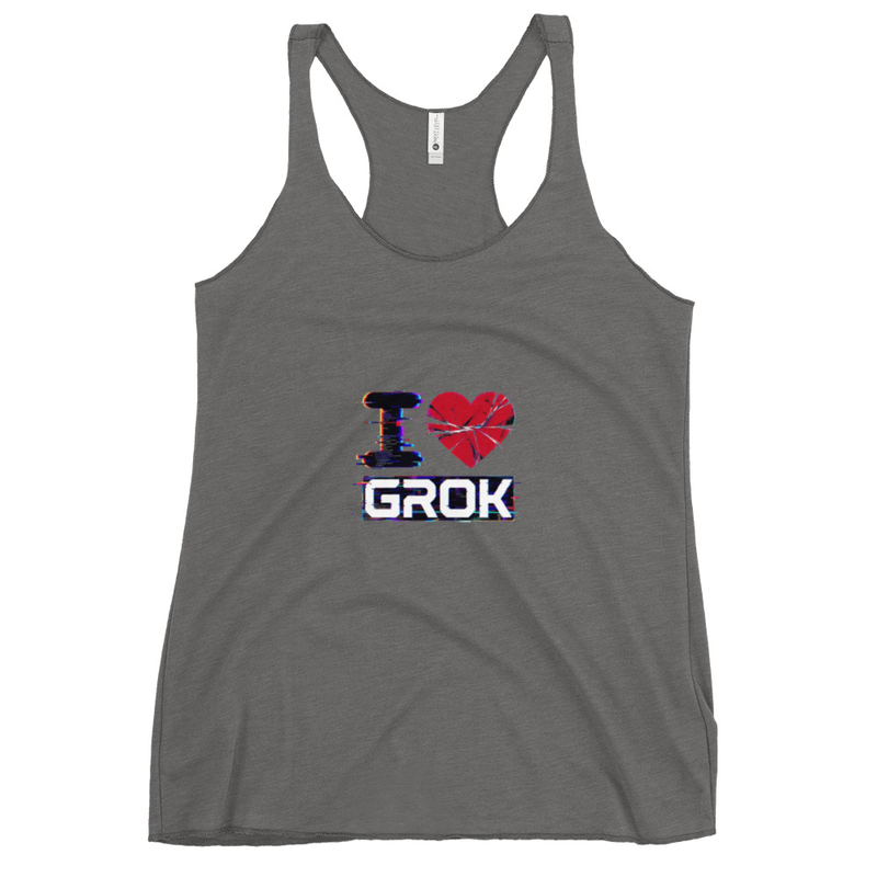 I Love Grok Glitch Art Women's Racerback Tank