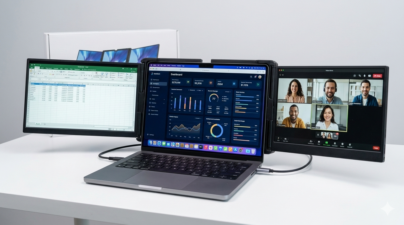 Triple Portable Laptop Monitor Extender