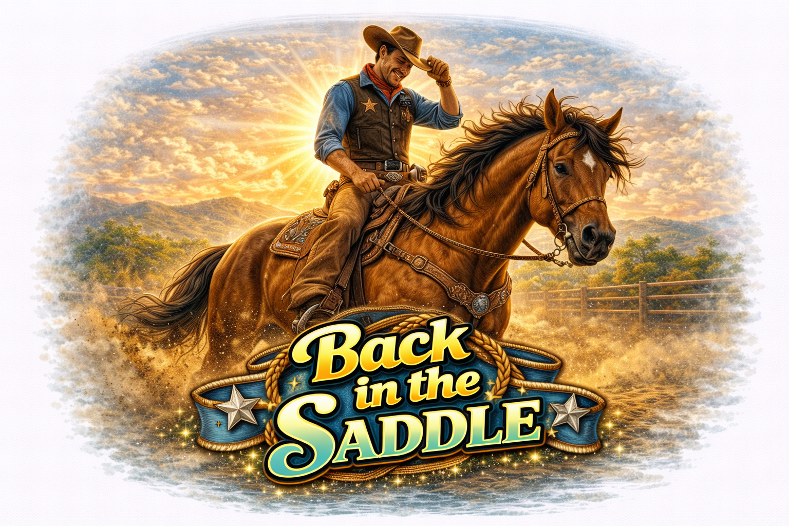 Back in the Saddle Cowboy Poster