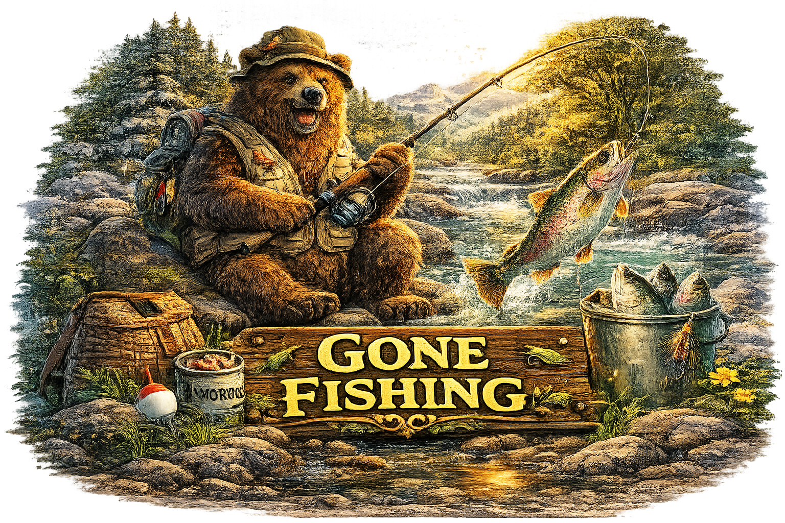 Bear Gone Fishing T-shirt