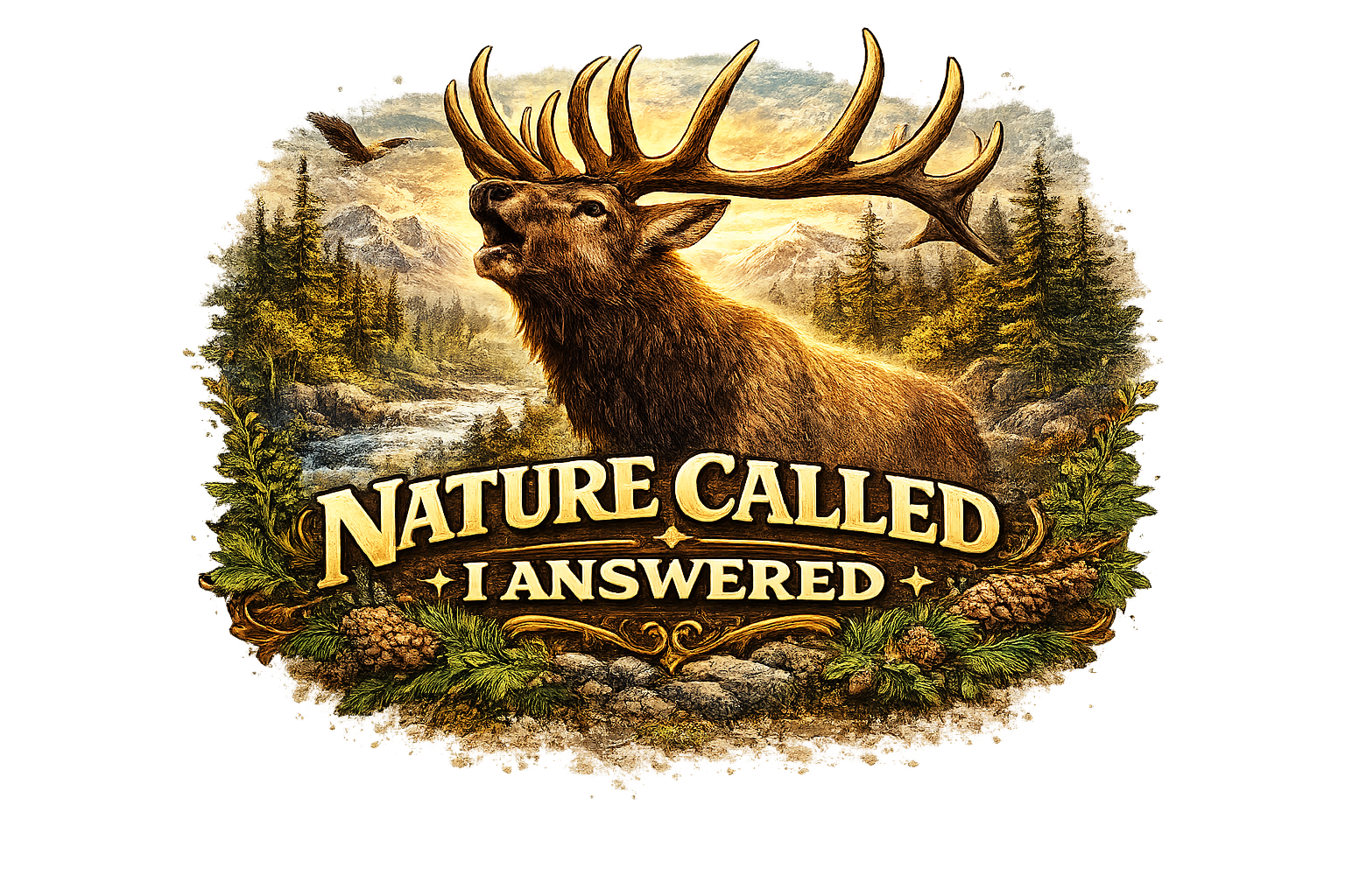 Nature Called Elk Art T-shirt