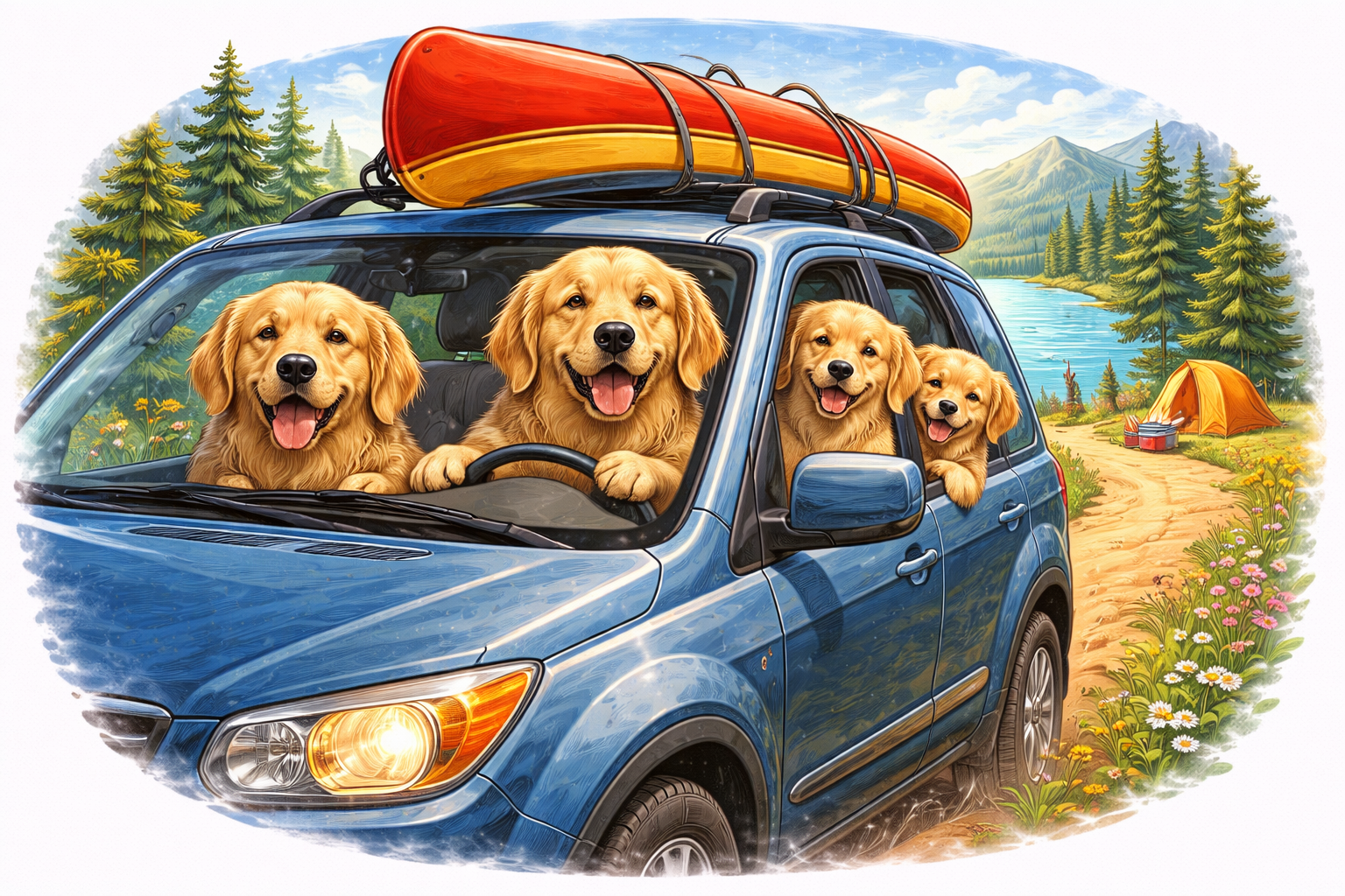 Golden Retriever Adventure T-shirt