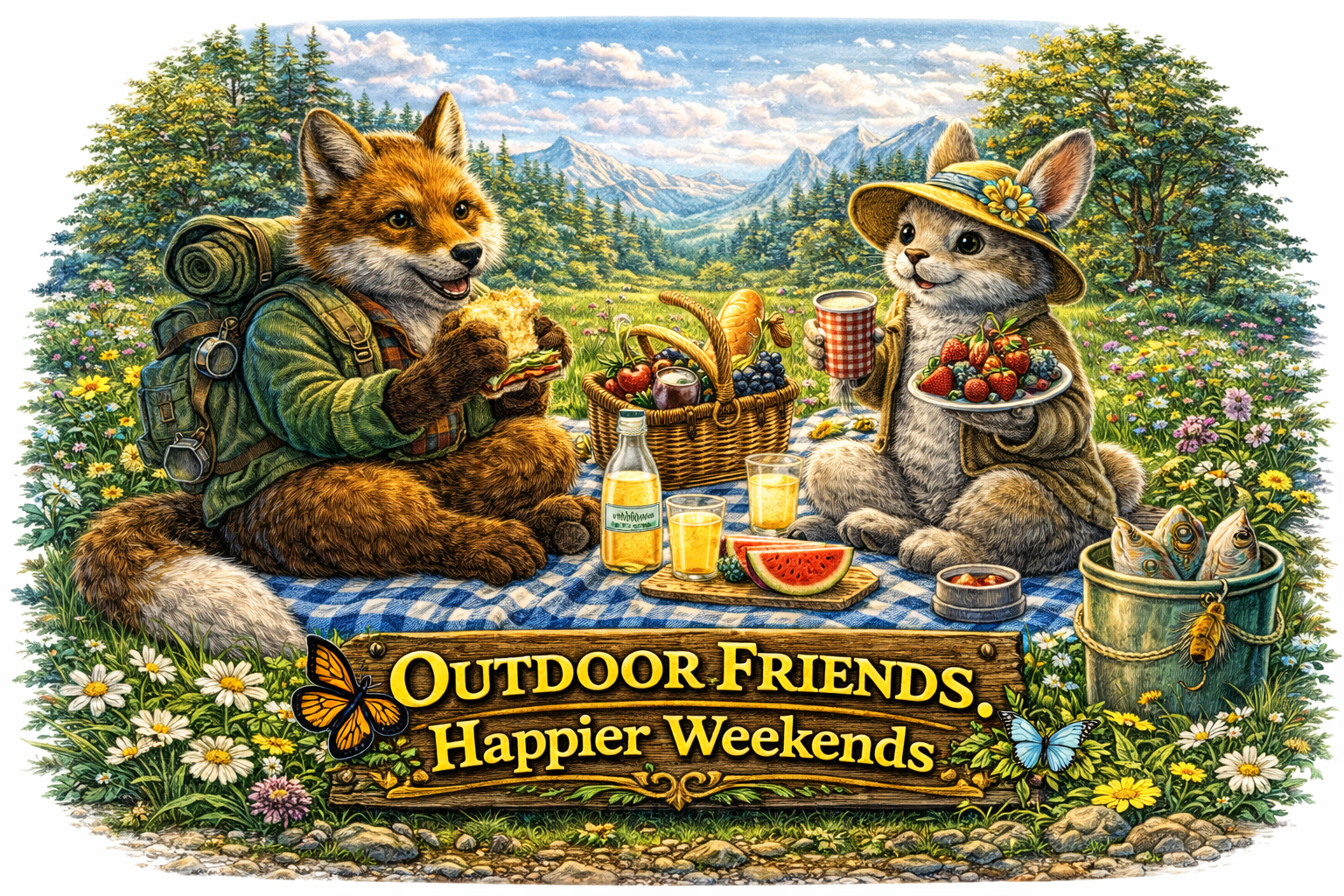 Outdoor Friends Picnic T-shirt