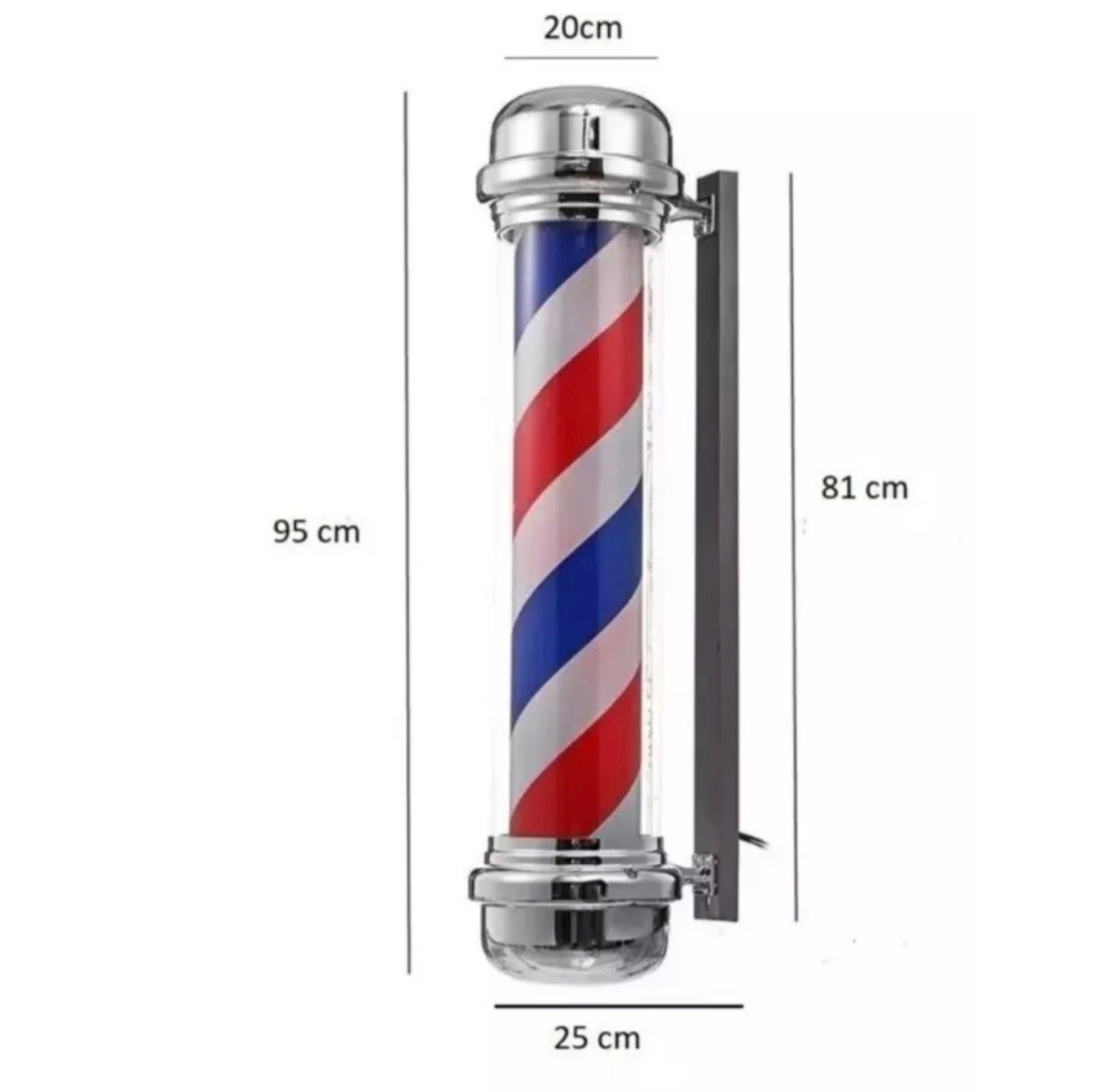 Caramelo Giratorio Para Barberia Super Llamativo led cromado 95 cm