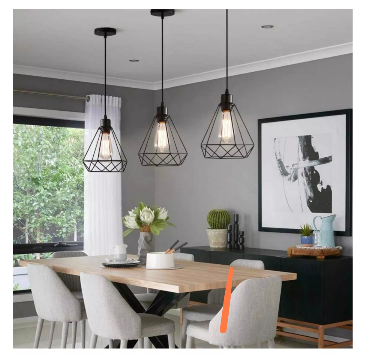 Lampara Diamante Vintage Retro Minimalista Colgante Negro