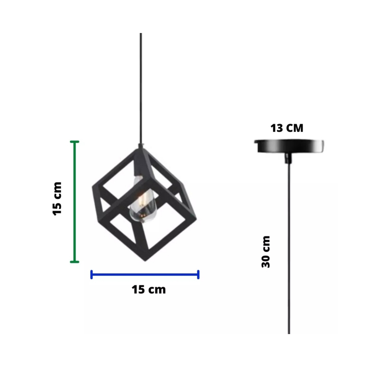Lámpara colgante forma cubo Industrial