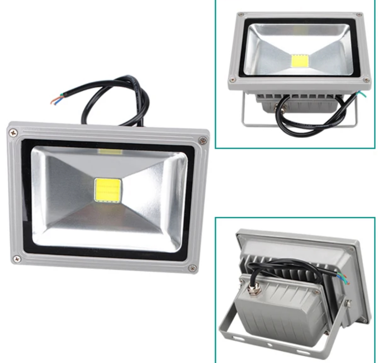 Reflector Led De 50w Exterior Blanco Frio 6500k Gris Blanco Frío