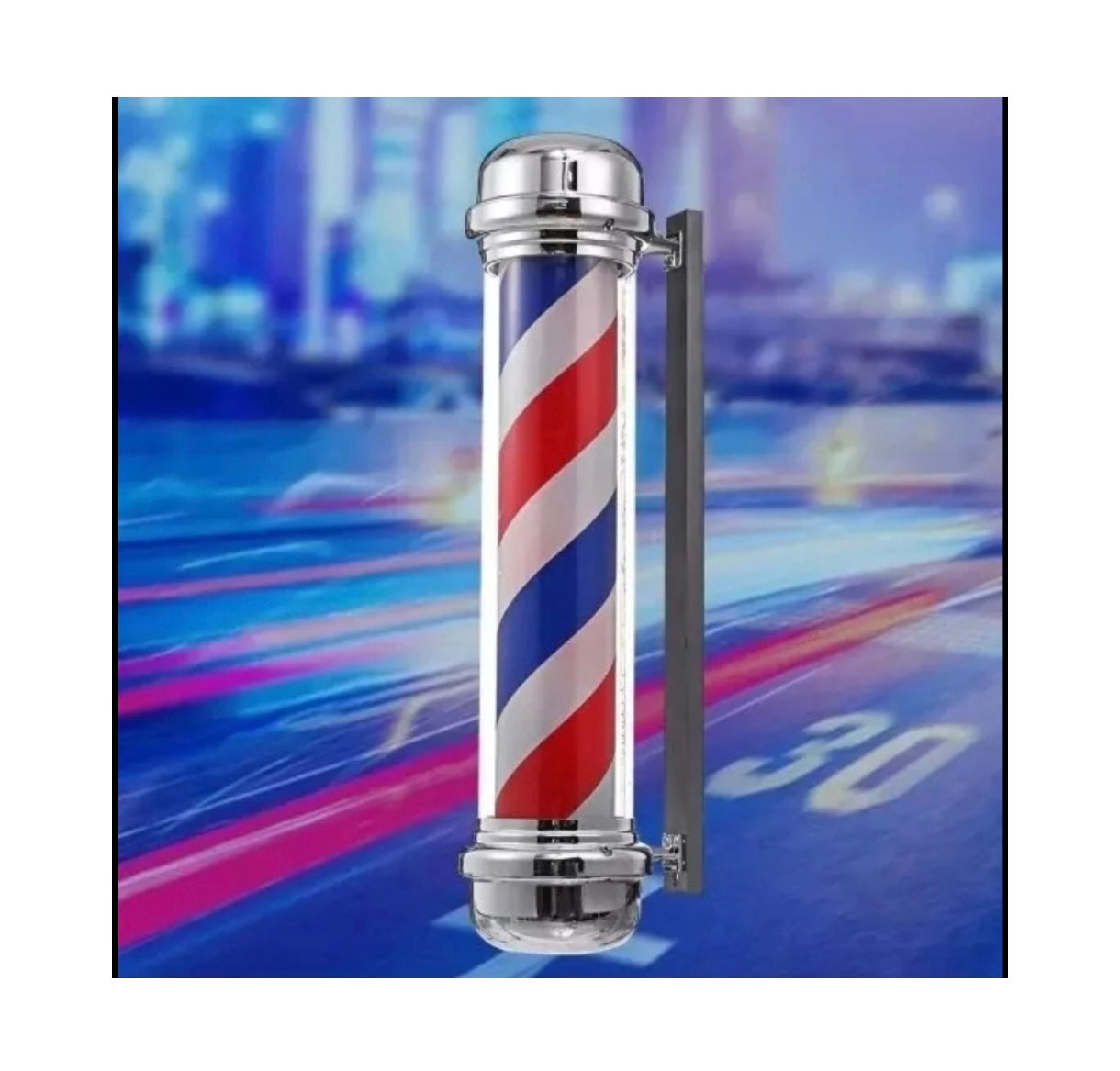 Caramelo Giratorio Para Barberia Super Llamativo led cromado 95 cm