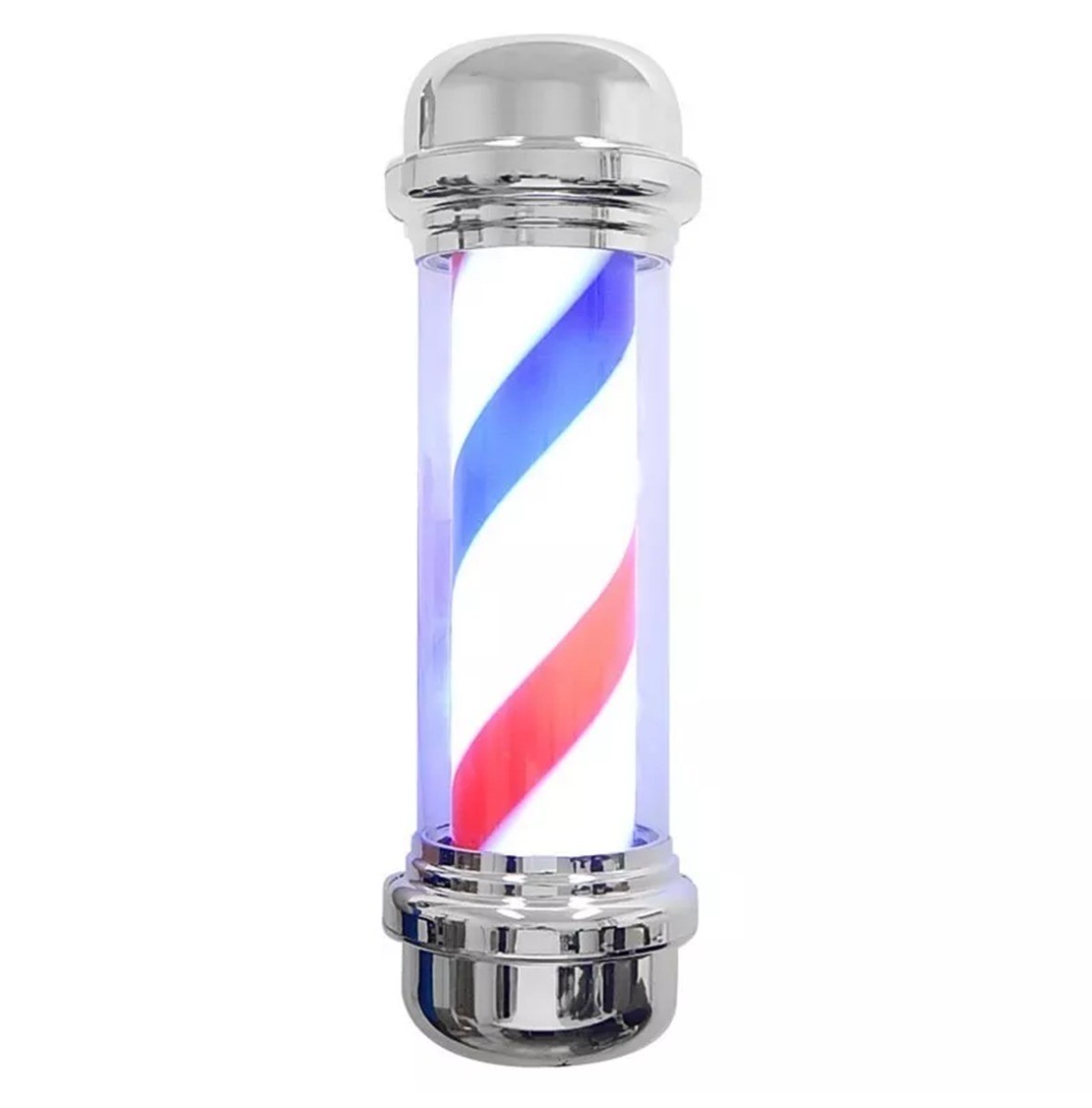 Caramelo Para Barbería Blanco Y Rojo Giratorio Con Luz Led