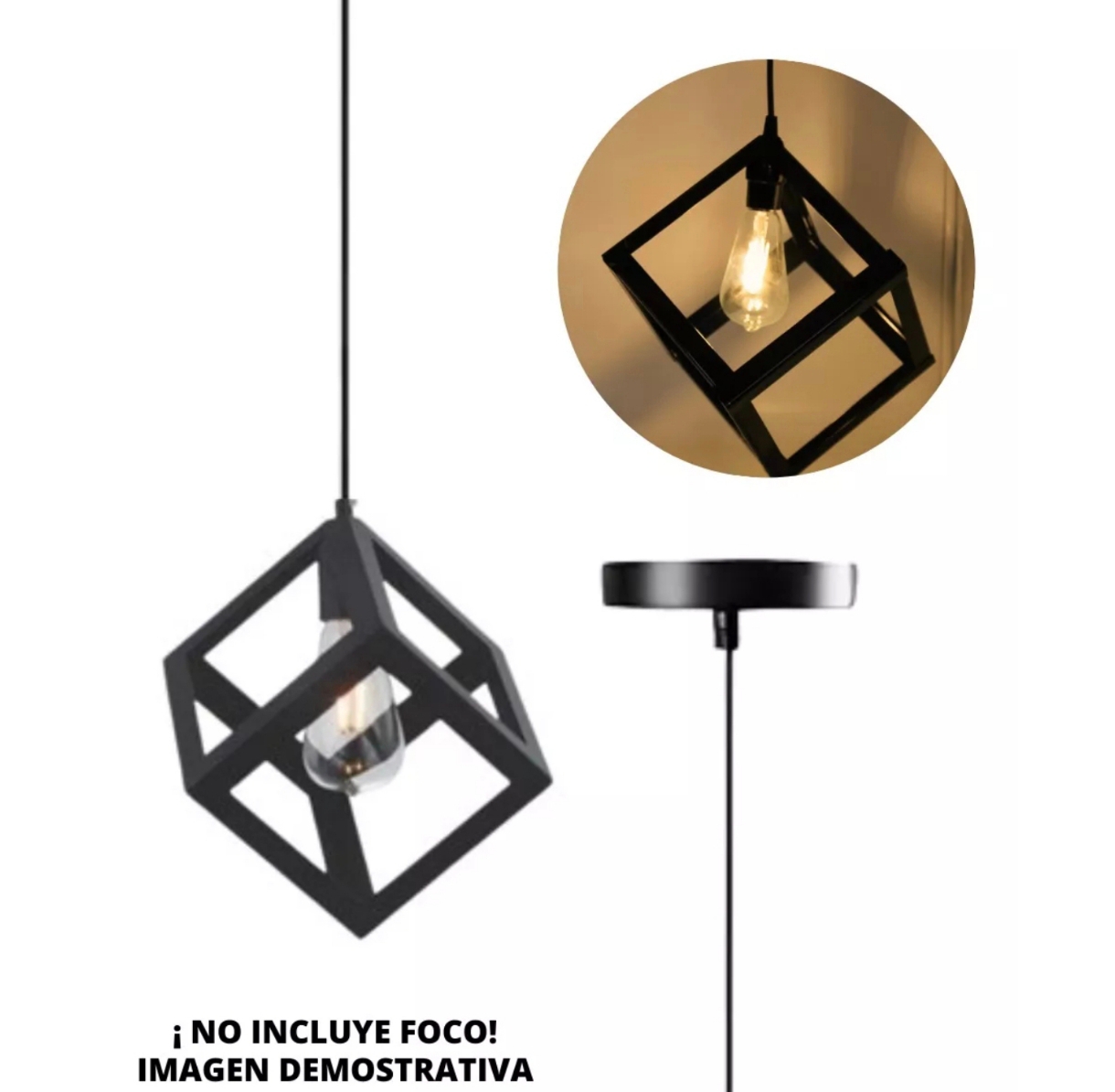 Lámpara colgante forma cubo Industrial
