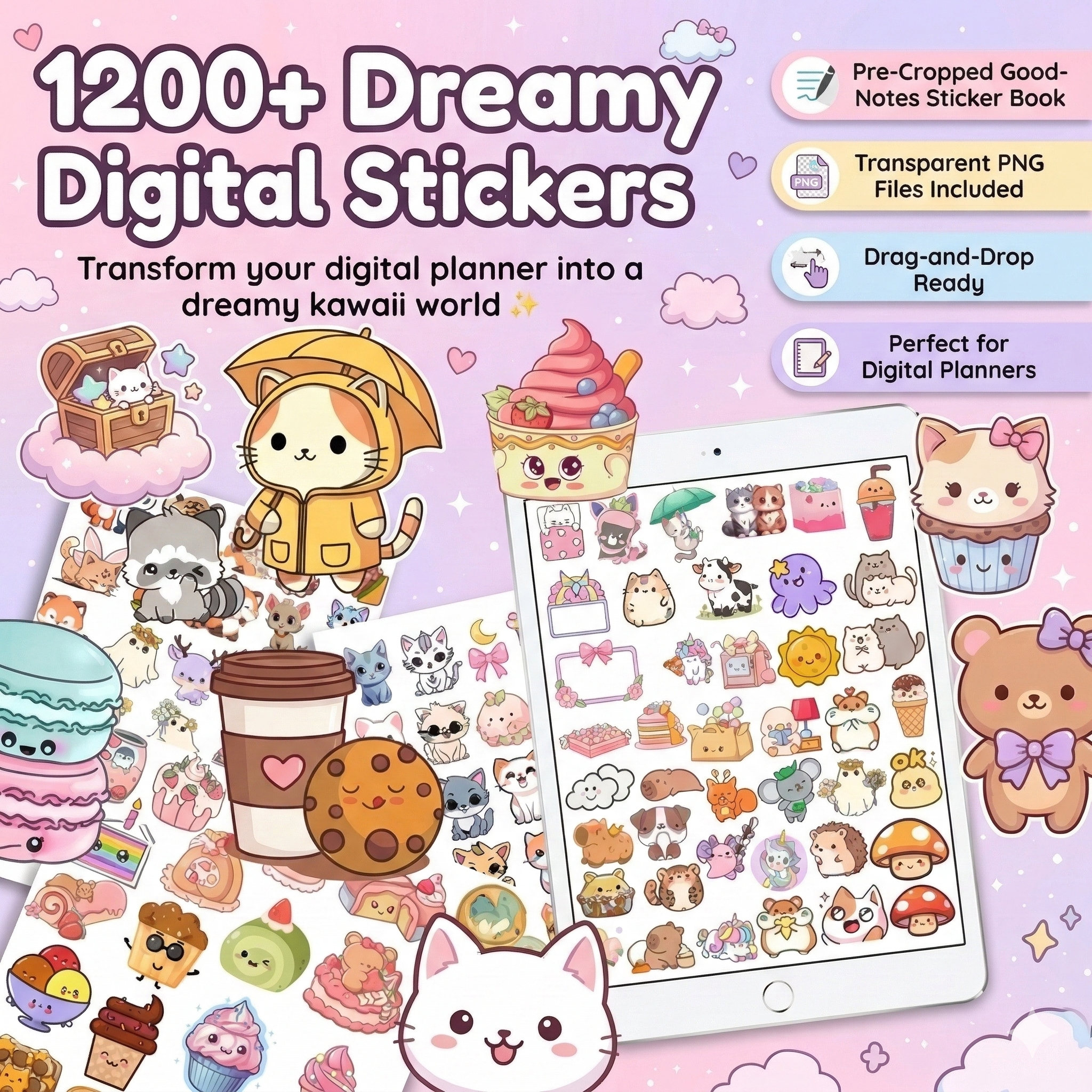 DreamyTreasures: The 1,200+ Ultimate Cute Digital Sticker Mega-Pack
