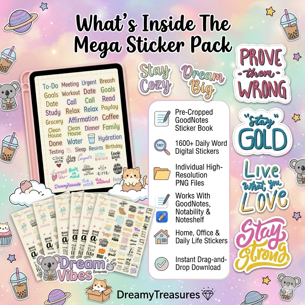 DreamyTreasures: The 1600+ Daily Words Productivity Mega-Pack