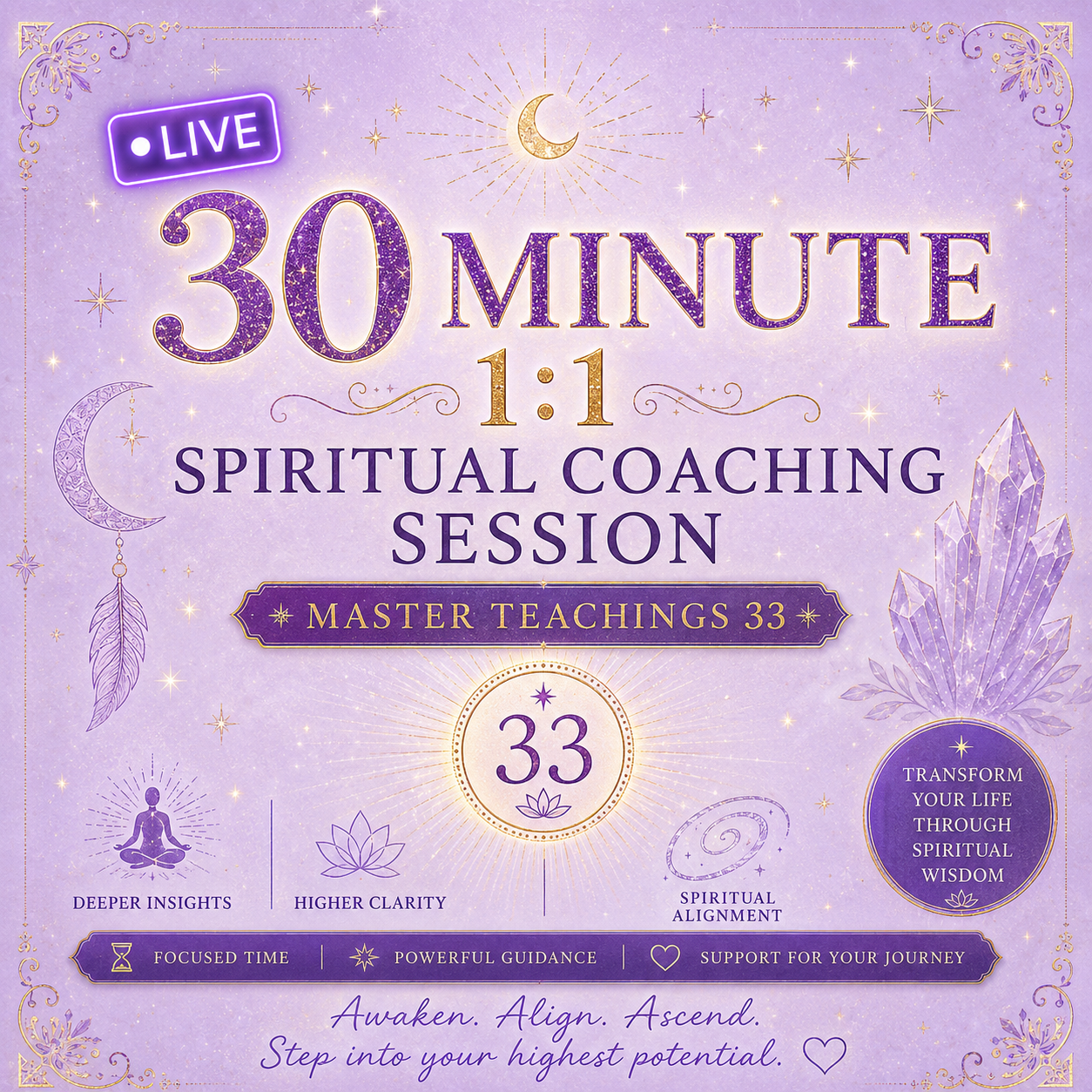 30 Minute Private 1:1 Spiritual Coaching Session | Master Teachings 33