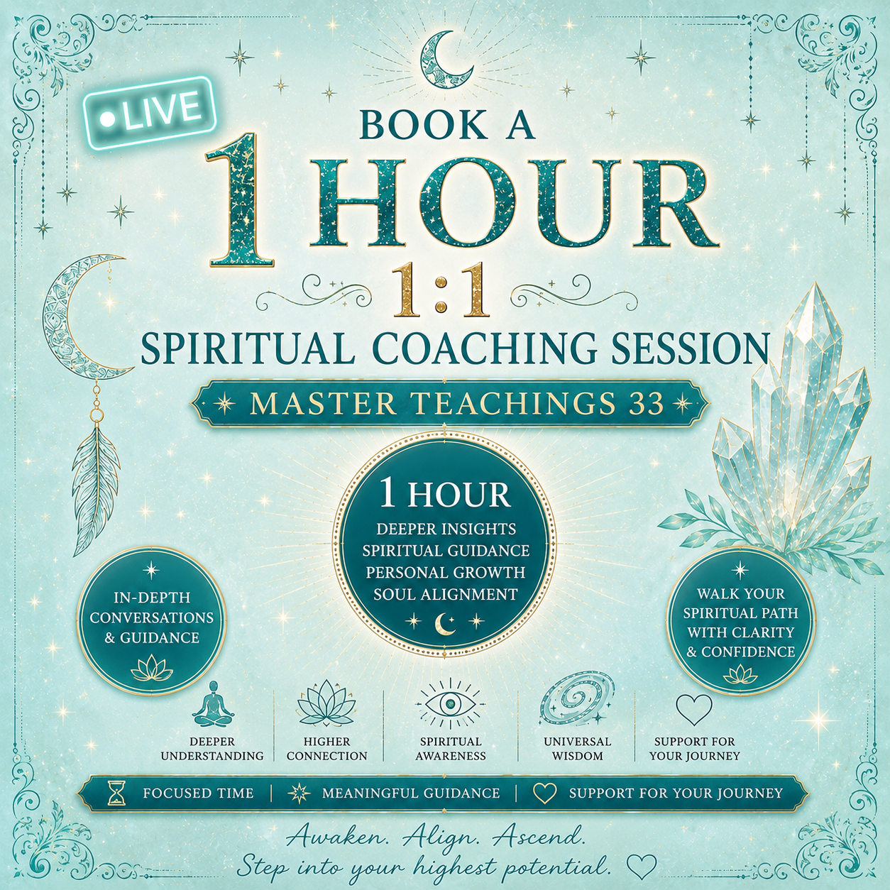 1 Hour Private 1:1 Spiritual Coaching Session | Master Teachings 33