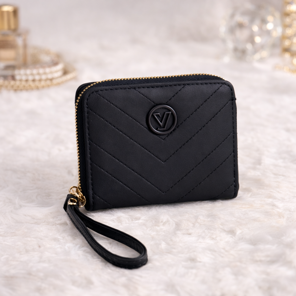 Black Quilted Wristlet Wallet