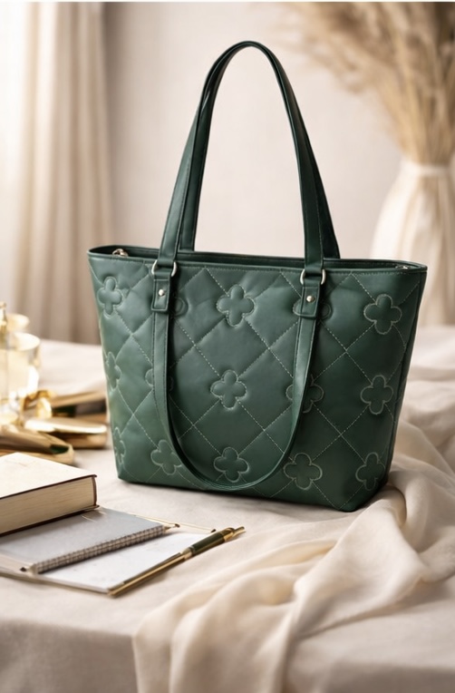 Emerald Quilted Hand Bag